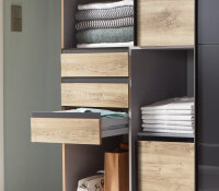 Schwebtürenschrank Oldenburg Artisan Eiche Glas Grey 180 cm