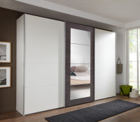 Schwebetürenschrank Minden Front Weiß Raw Steel Spiegel 270 cm