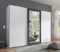 Schwebtürenschrank Minden Front Weiß und Raw Steel 270 cm
