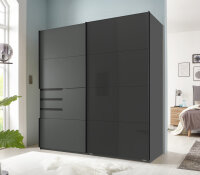 Schwebetürenschrank Schwerin Graphit Glas Schwarz 180 cm