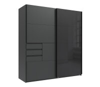 Schwebetürenschrank Schwerin Graphit Glas Schwarz 180 cm