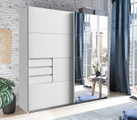 Schwebtürenschrank Oldenburg Weiß Spiegel 180 cm