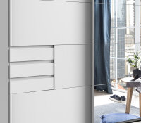 Schwebtürenschrank Oldenburg Weiß Spiegel 180 cm