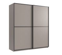 Schwebeteürenschrank Ulm Saharagrau Schwarz 180 cm