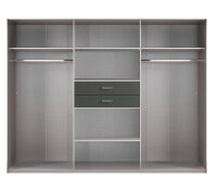 Kleiderschrank Diver Plankeneiche Graphit mit Spiegel 270 cm