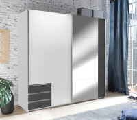 Schwebtürenschrank Emden Weiß Graphit 179 cm