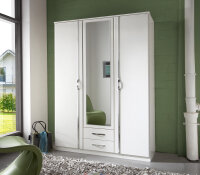 Kleiderschrank Duo Weiß Aufleistungen Chrom 135 cm