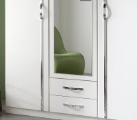 Kleiderschrank Duo Weiß Aufleistungen Chrom 135 cm