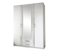 Kleiderschrank Duo Weiß Chrom Spiegel Schubkästen135 cm