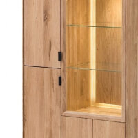 Vitrine 13 Lissabon massiv Wildeiche Bianco Glasböden