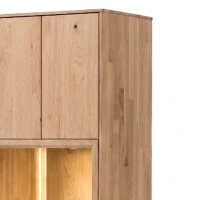 Vitrine 13 Lissabon massiv Wildeiche Bianco Glasböden