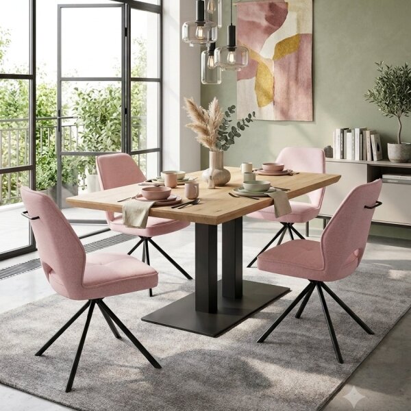 Stuhl Nele 2er Set Stoff light pink 180° drehbar mit Griff