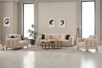 Sofagarnitur Rikke beige Federkern Bettfunktion...