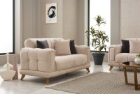 Sofagarnitur Rikke beige Federkern Bettfunktion Bettkasten ca. 241x88x89 cm