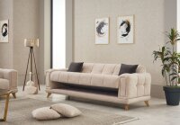 Sofagarnitur Rikke beige Federkern Bettfunktion Bettkasten ca. 241x88x89 cm