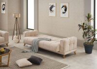 Sofagarnitur Rikke beige Federkern Bettfunktion Bettkasten ca. 241x88x89 cm