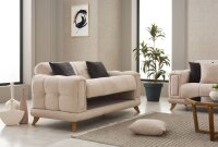 Sofagarnitur Rikke beige Federkern Bettfunktion Bettkasten ca. 241x88x89 cm