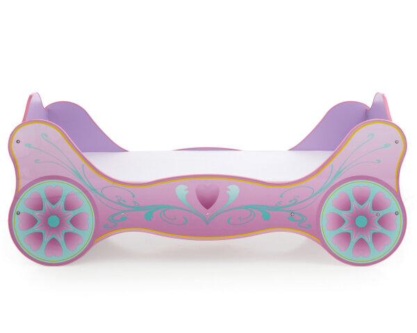 Kinderbett Prinzessin Kutsche Lila Glanz 90x200 inkl. Matratze und Lattenrost