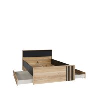 Bett Arank 120 x 200 cm mit 2 Schubkasten Eiche