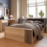 Bett Arank im Dekor Eiche 120 x 200 cm mit 2 Schubkasten