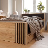Bett Arank im Dekor Eiche 120 x 200 cm mit 2 Schubkasten