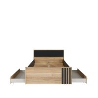 Bett Arank im Dekor Eiche 120 x 200 cm mit 2 Schubkasten