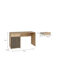 Schreibtisch Arank  im Dekor Eiche 130 x 76 x 60  Eiche mit einer Tür und einer Schublade