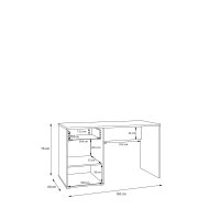 Schreibtisch Arank  im Dekor Eiche 130 x 76 x 60  Eiche mit einer Tür und einer Schublade