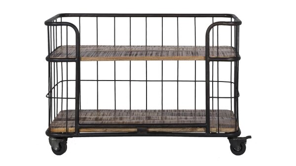 Servierwagen Regal MONTA Mangoholz massiv Metall schwarz