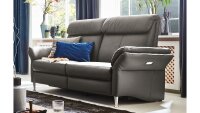 Sofagarnitur FABIO Leder grau mit vollmotorischer Relaxfunktion