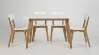 Tisch RAVEN 120x80cm weiß lackiert Gestell Birke teilmassiv