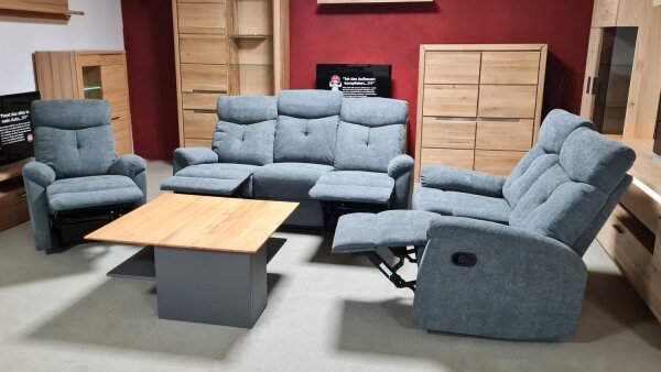 Recliner Garnitur 3-2-1 Kate Fernsehsessel mit Relaxfunktion grau