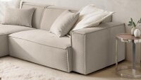 Ecksofa Links Upper East Feincord sand Wellenunterfederung