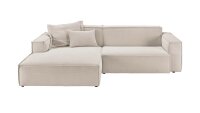 Ecksofa Links Upper East Feincord sand Wellenunterfederung