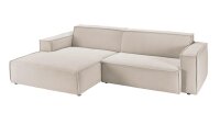 Ecksofa Links Upper East Feincord sand Wellenunterfederung
