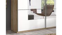 Schwebetürenschrank BERLIN Eiche hell weiß Spiegel 220 cm
