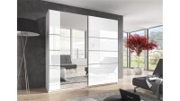 Schwebetürenschrank BERLIN weiß Hochglanz mit Spiegel