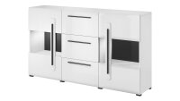 Sidebaord TULSA Kommode 2 Glastüren 180 cm weiß Hochglanz Dekor