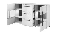 Sidebaord TULSA Kommode 2 Glastüren 180 cm weiß Hochglanz Dekor