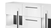 Sidebaord TULSA Kommode 2 Glastüren 180 cm weiß Hochglanz Dekor