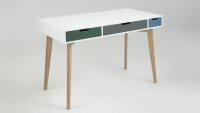 Schreibtisch TESS 120x60 cm weiß lackiert 3 SK teilmassiv