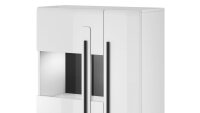 Highbaord TULSA Hochkommode 2-trg mit Glas weiß Hochglanz Dekor