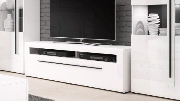 TV-Lowboard TULSA mit Schubkasten 160cm weiß Hochglanz Dekor