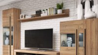 Wohnwand TULSA Anbauwand Wohnzimmer Vitrine Grandson Eiche 4-tlg