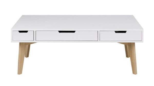 Couchtisch TESS 120x60 cm weiß lackiert 3 SK teilmassiv