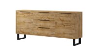 Sideboard HALLE WM Kommode Wotan Eiche mit Metall 201 cm
