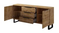 Sideboard HALLE WM Kommode Wotan Eiche mit Metall 201 cm