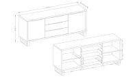 Sideboard HALLE WM Kommode Wotan Eiche mit Metall 201 cm