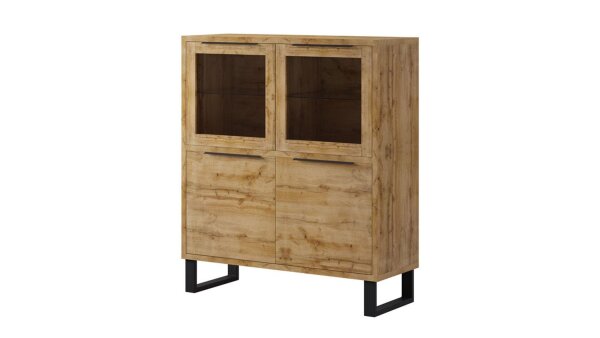 Highboard HALLE WM Kommode in Wotan Eiche mit Metall 4-trg