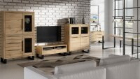 Highboard HALLE WM Kommode in Wotan Eiche mit Metall 4-trg